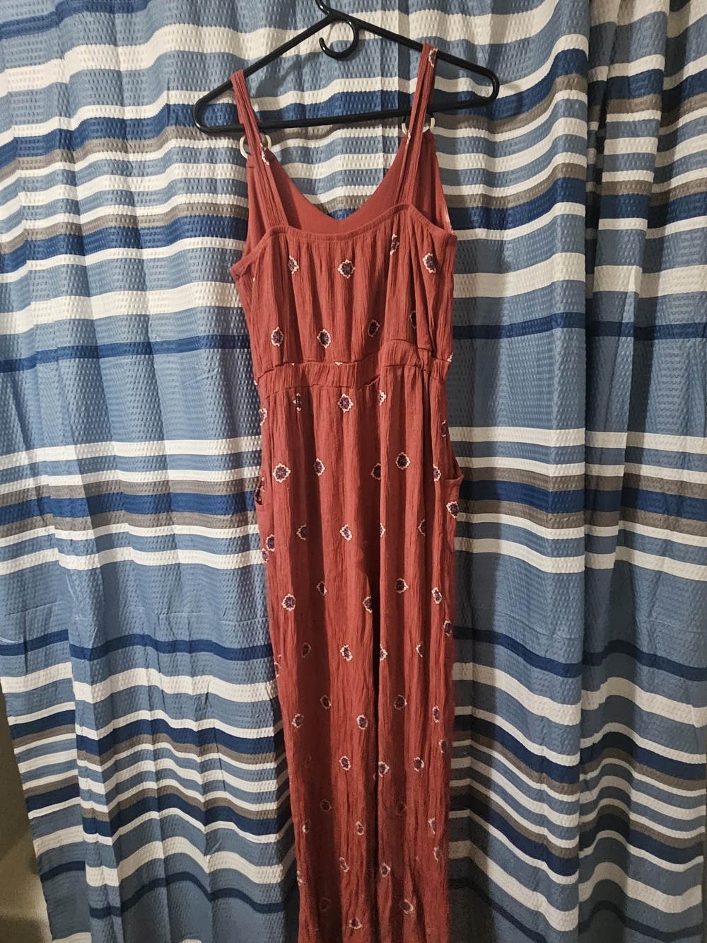 Embroidered Rust Red High-Low Jumpsuit Women